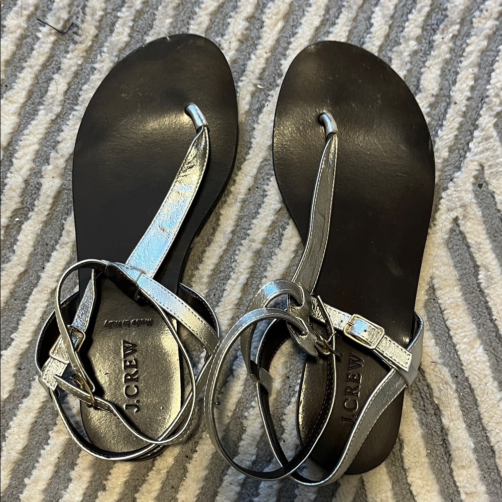 J.Crew Black and Metallic Sandals